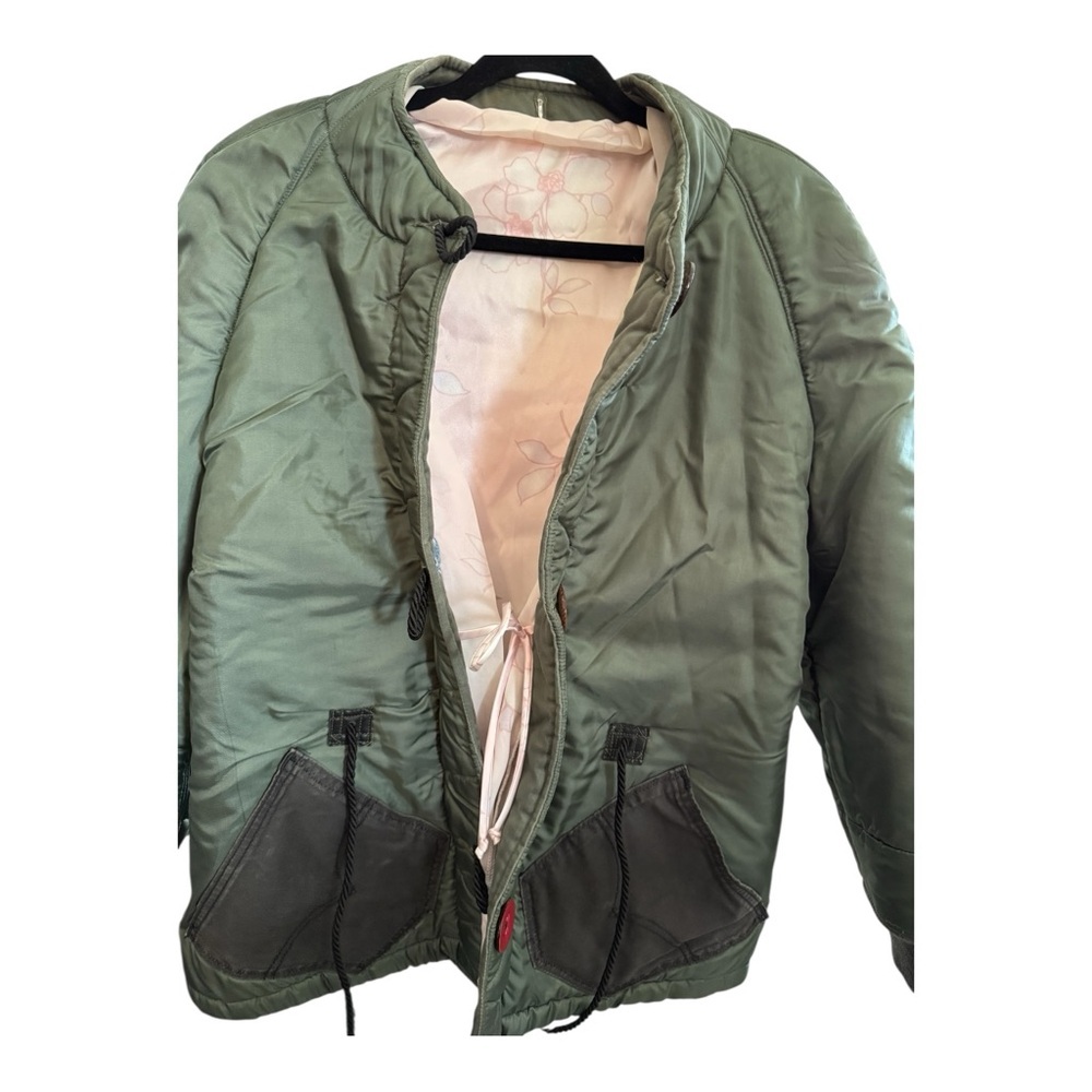 Vintage Military Liner L Jacket Green VOZA Rework Upcycled Streetwear Indie - Picture 4 of 11